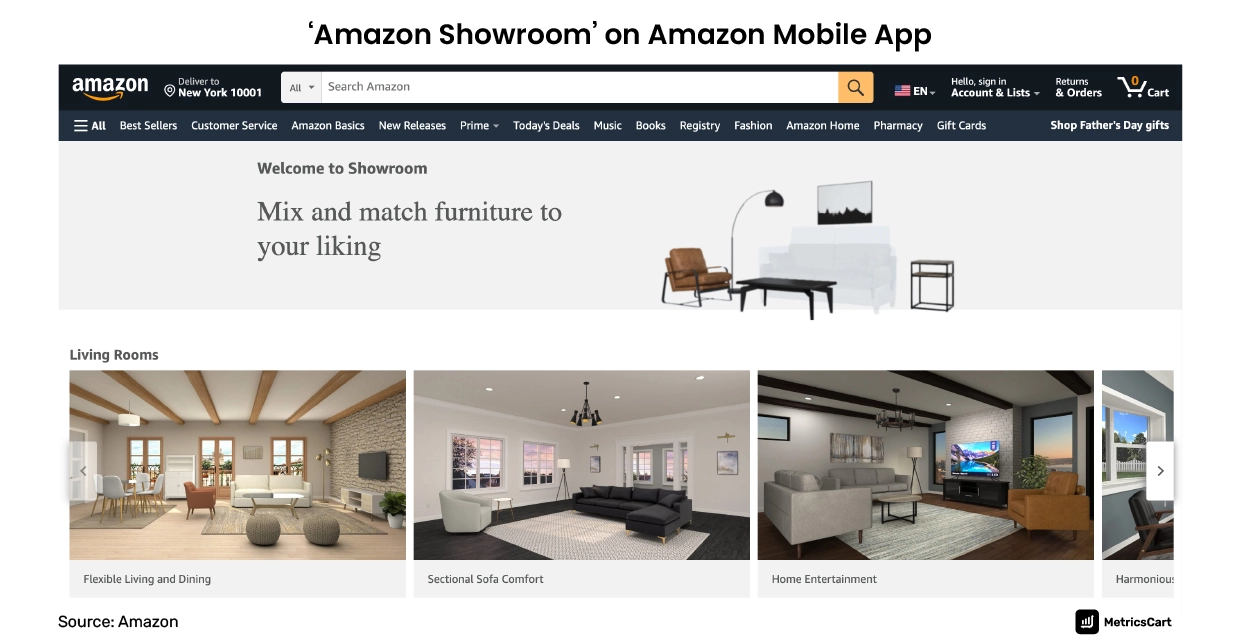 amazon showroom feature on amazon app