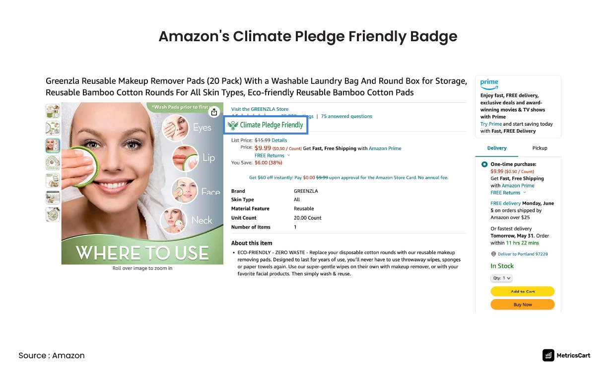 an image showing customer buying behavior on sustainability on amazon