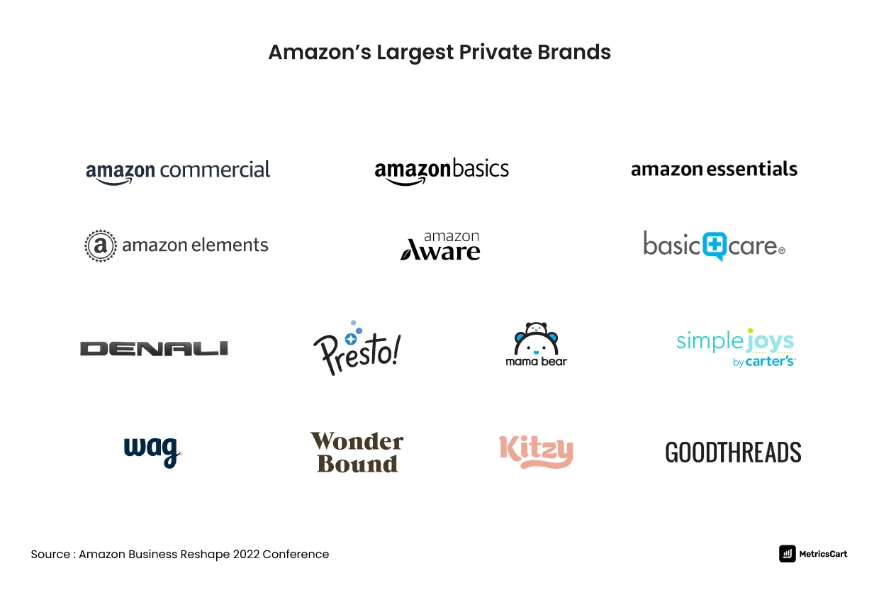 infographic showing amazon's largest private brands