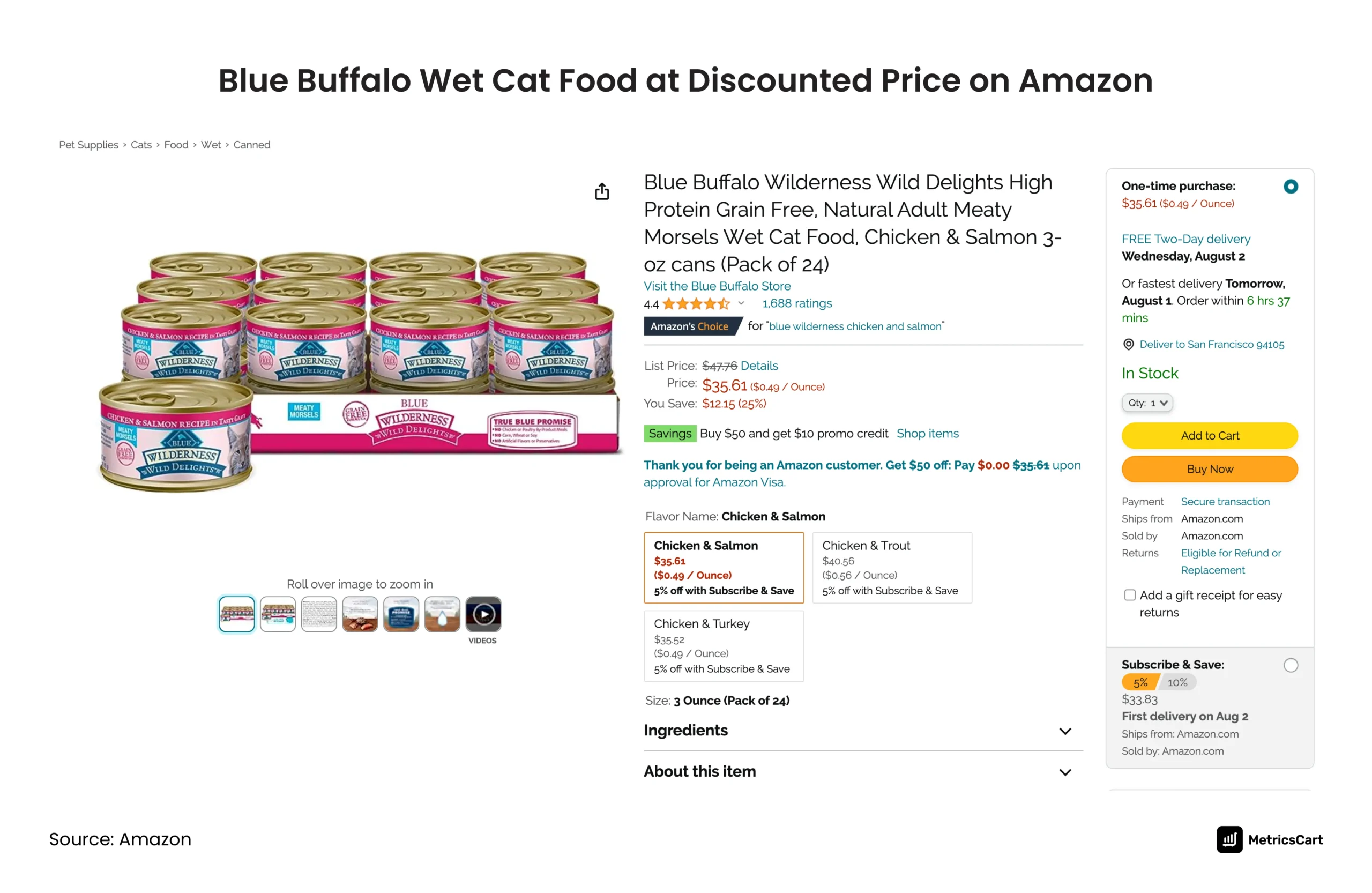 screenshot from amazon site showing blue buffalo pet food example