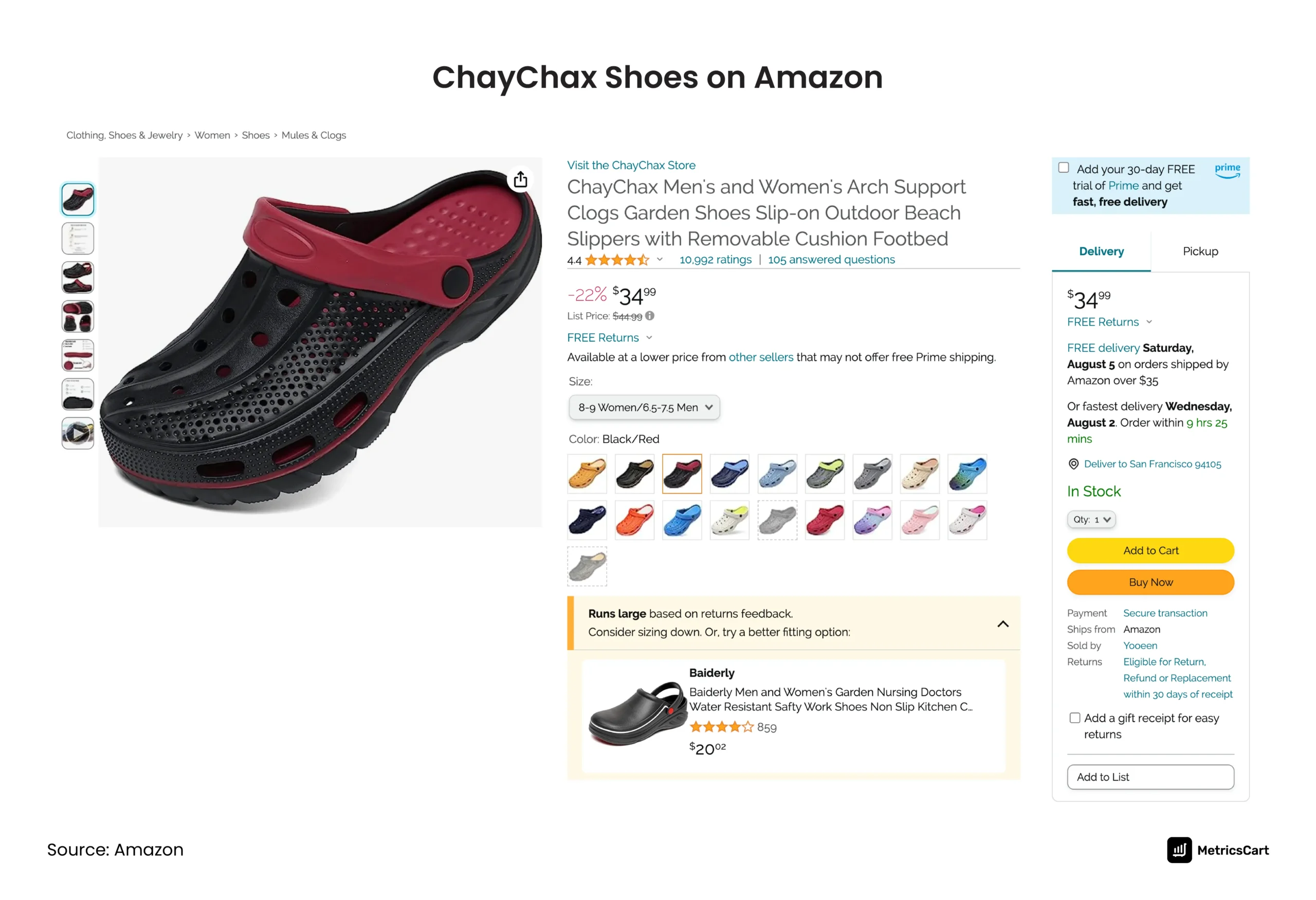 screenshot highlighting the slashed prices for chaychax shoes on amazon