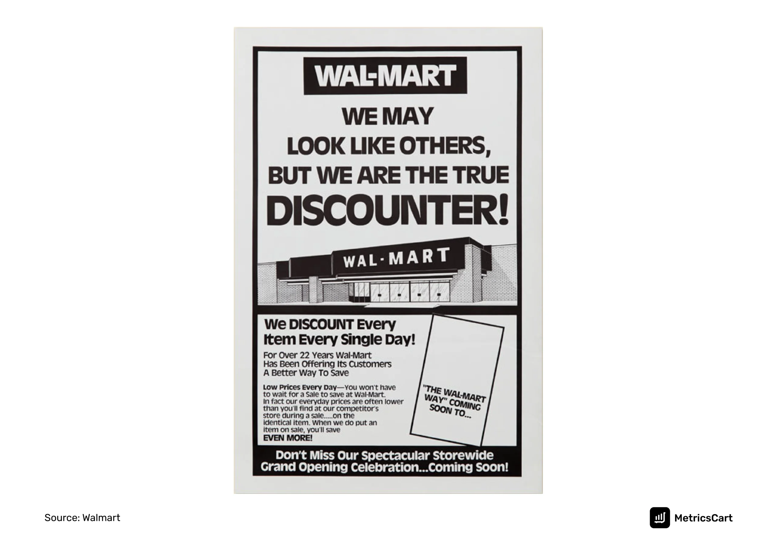 An old Walmart pamphlet that explains everyday low pricing to the public. 