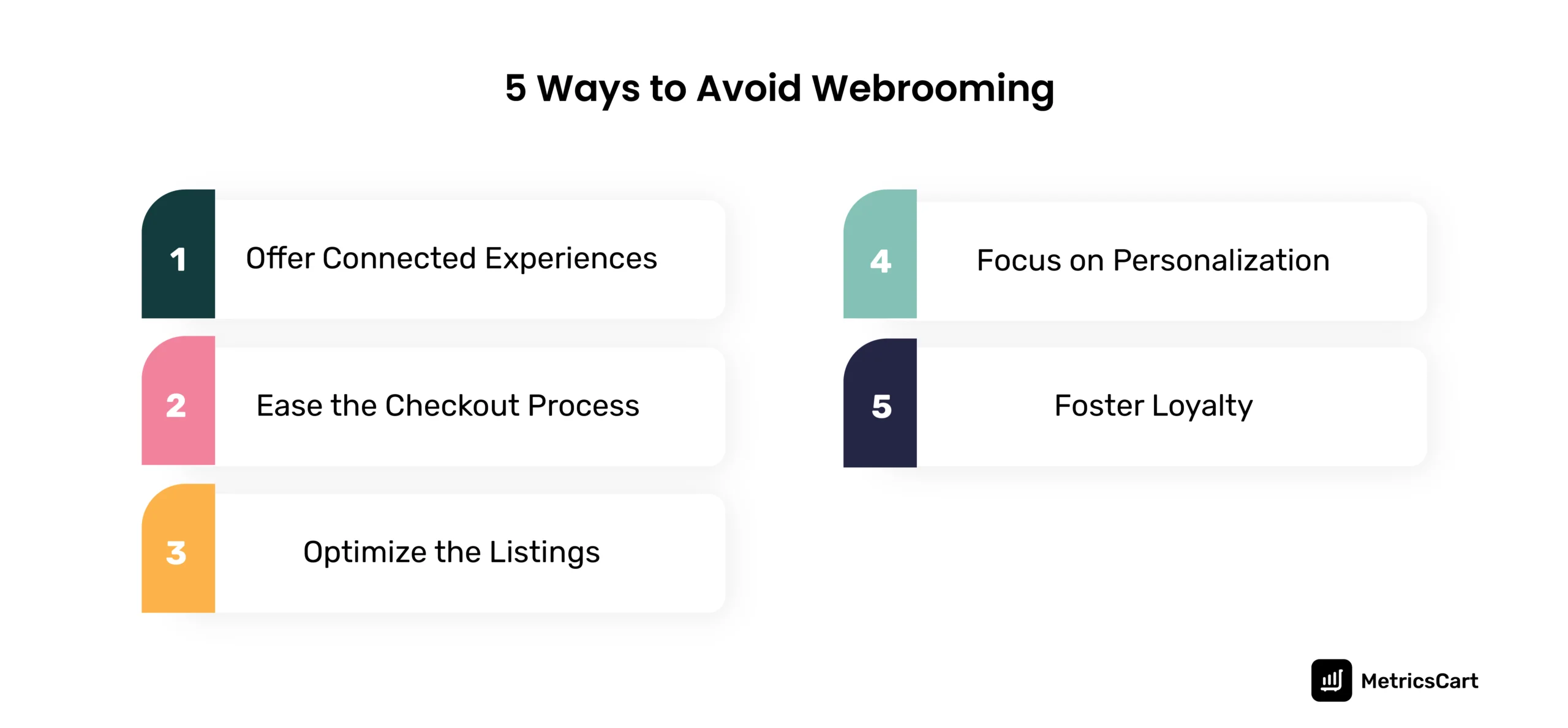 the image shows 5 methods to avoid webrooming