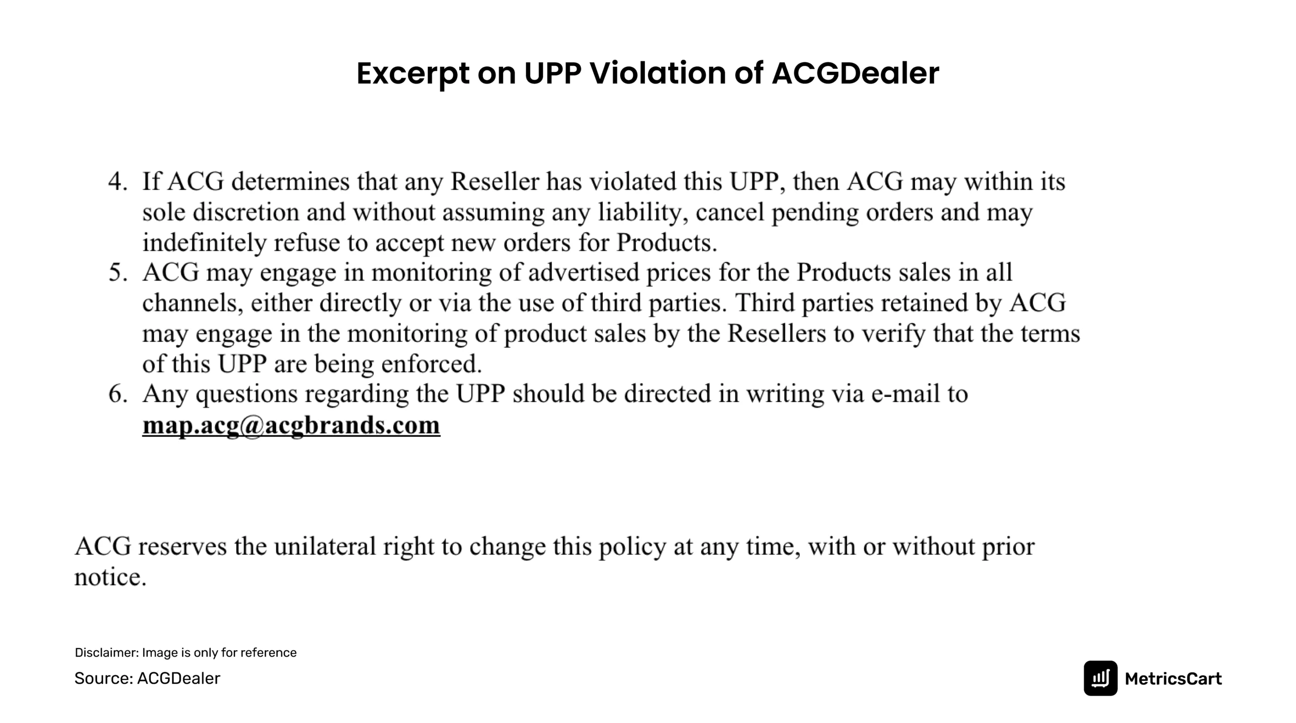 An excerpt from the Unilateral Pricing Policy of ACGDealer